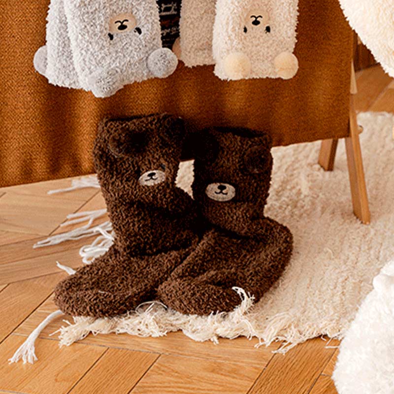 Brown Fleece Thick Socks丨NueShiny