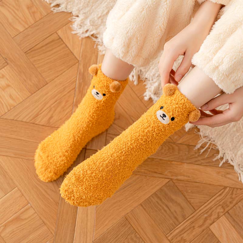 Orange Fleece Thick Socks丨NueShiny