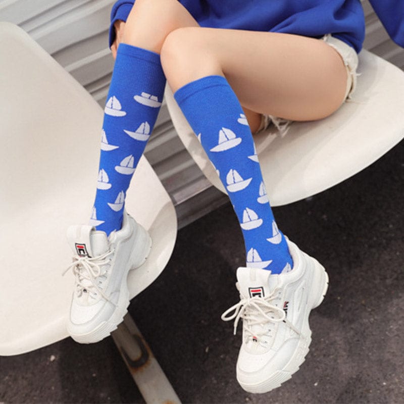 Blue Sailboat Socks丨NueShiny