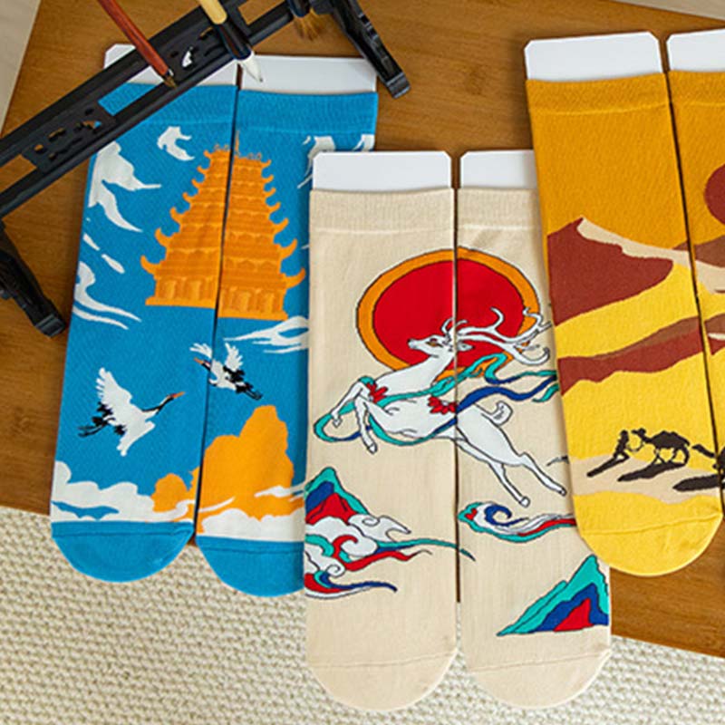 Cranes in Harmony Temple Socks丨NueShiny