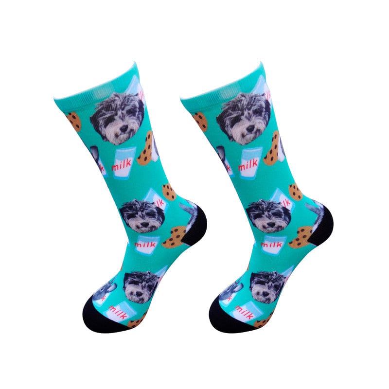 Dog Cookie Printed Green Socks丨NueShiny