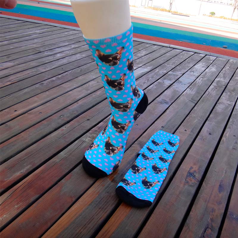 Blue Dog Head Dotted Socks丨NueShiny