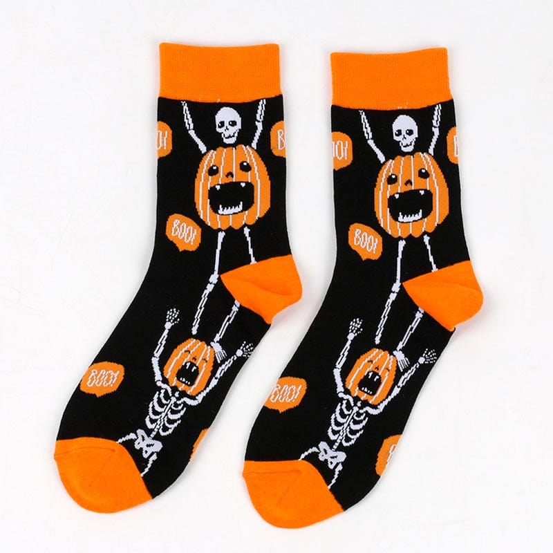 Pumpkin Skull Socks