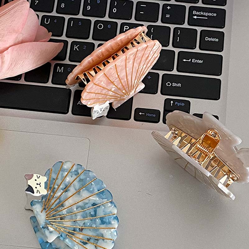 Pink Pearl Shell with A Cat Hair Claw丨NueShiny