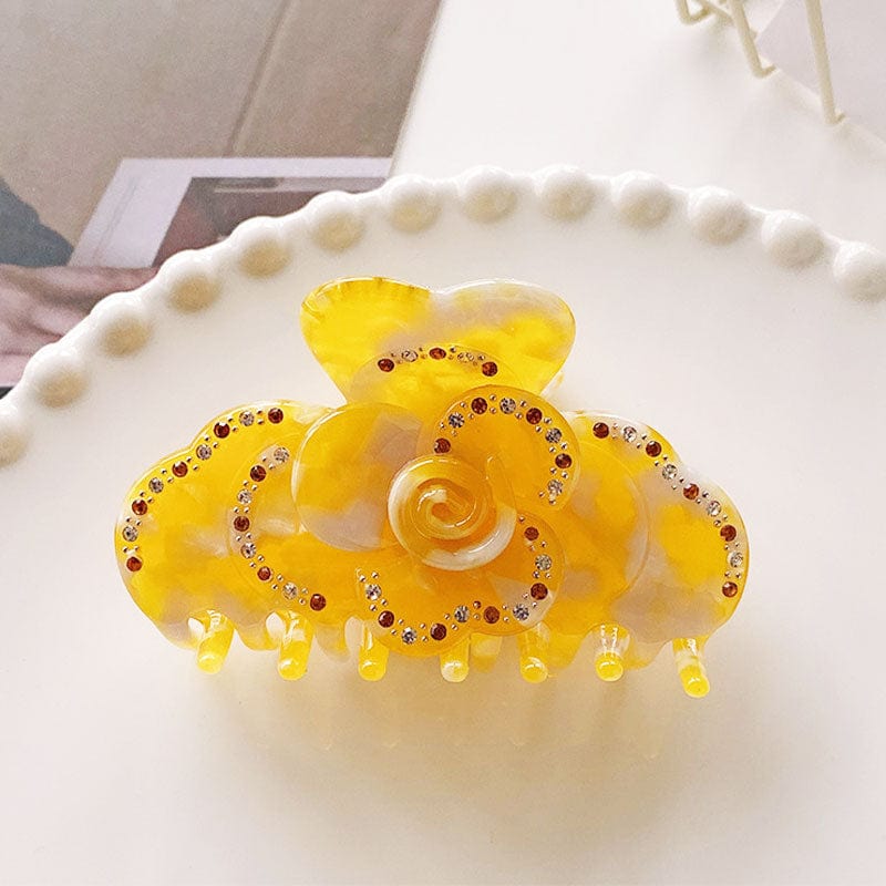 Yellow Blossom Flower Diamond Hair Claw丨NueShiny