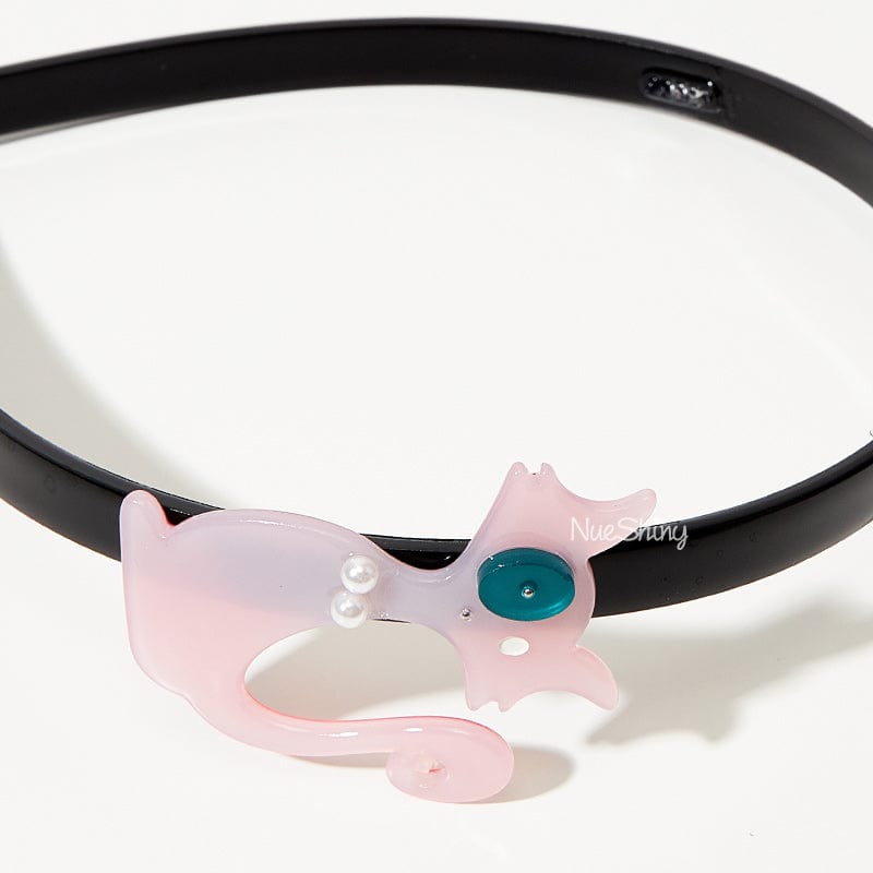 Cute Pink Cat Pearl Decorated Hairband丨NueShiny