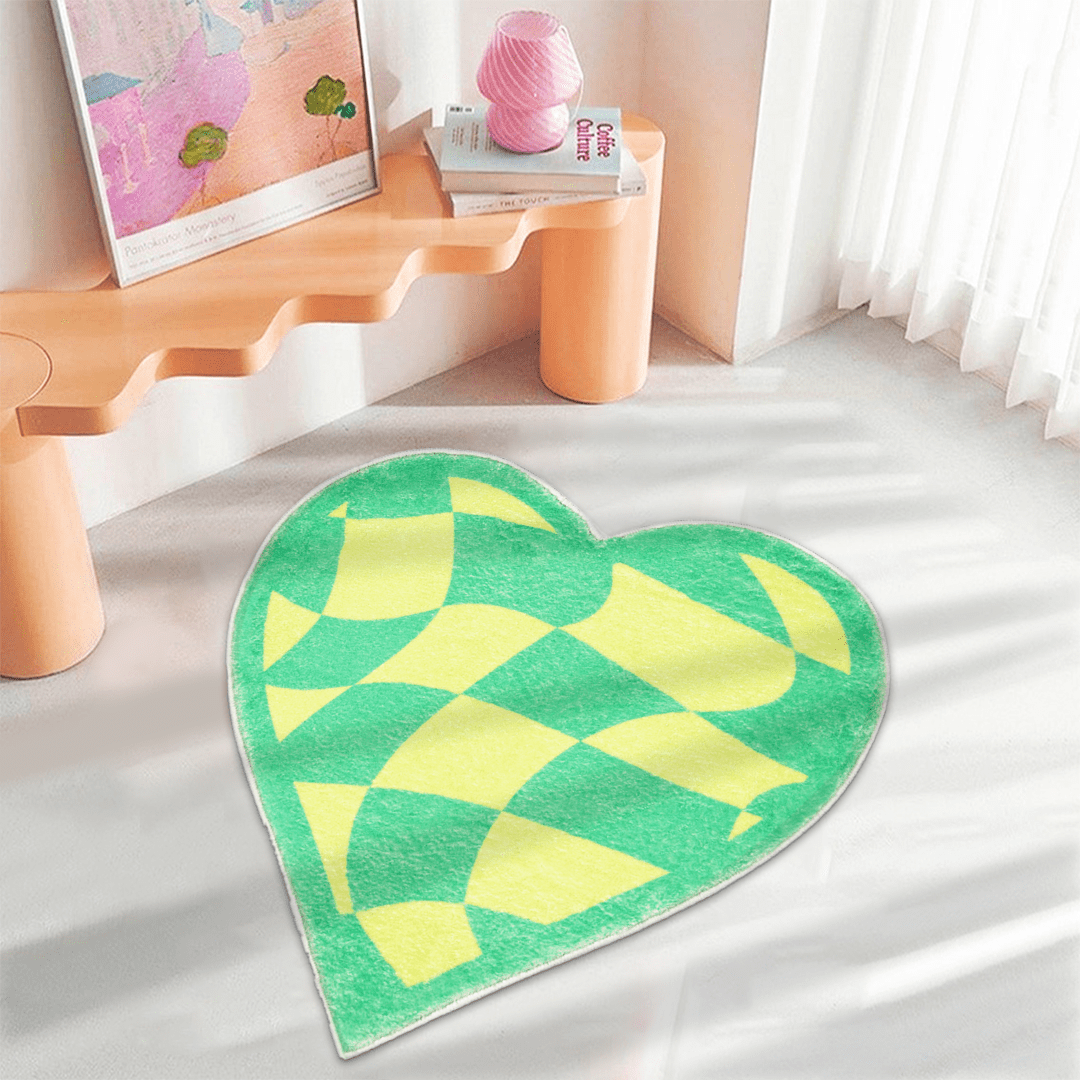 Plaid Heart Rug Indoor & Outdoor Carpet丨NueShiny