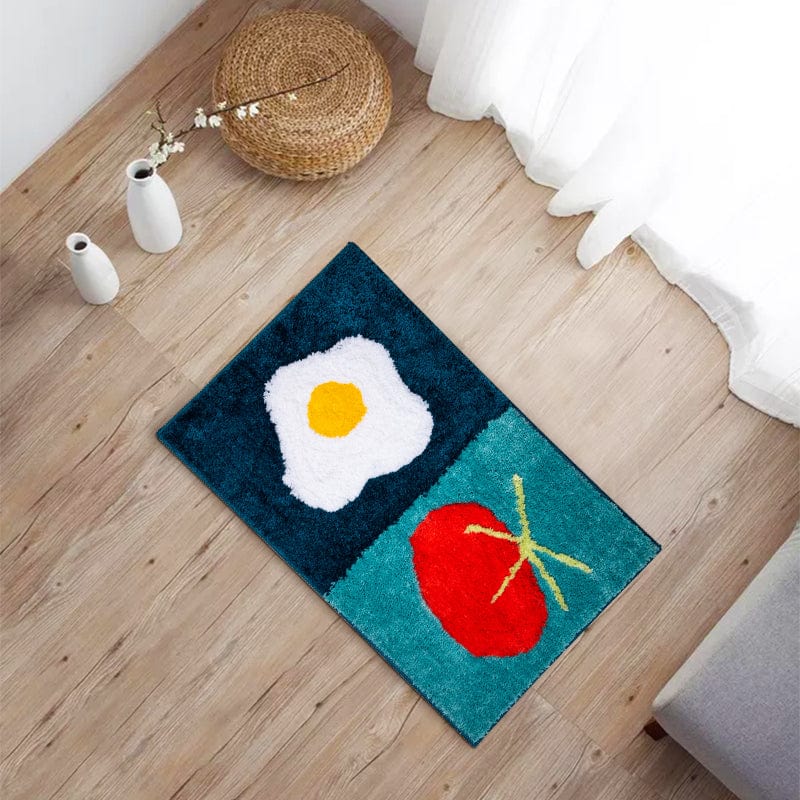 Fried Egg Tomato Tufted Rug Green Decor丨NueShiny